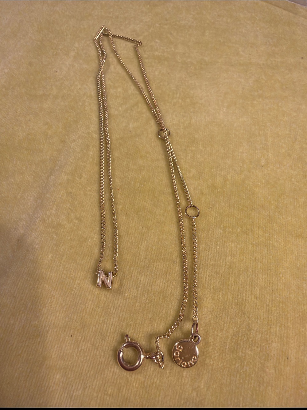 Gorjana Wilder Gold Tone 18k Plated Initial N Layered Charm Necklace